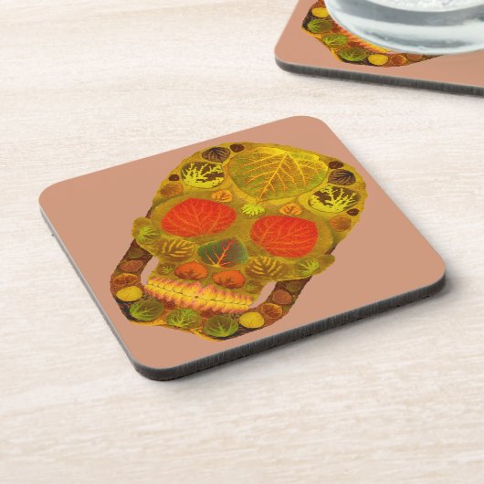 Aspen Leaf Skull 12 Getränkeuntersetzer (Linke Seite)