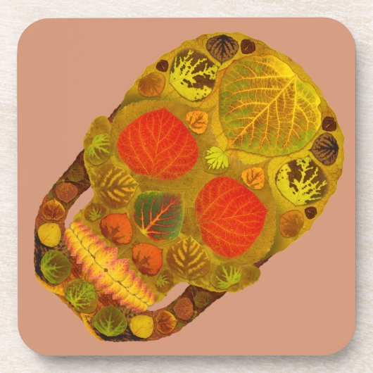 Aspen Leaf Skull 12 Getränkeuntersetzer (Vorderseite)