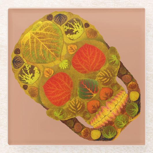 Aspen Leaf Skull 12 Glasuntersetzer (Vorderseite)