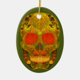 Aspen Leaf Skull 12 Keramikornament