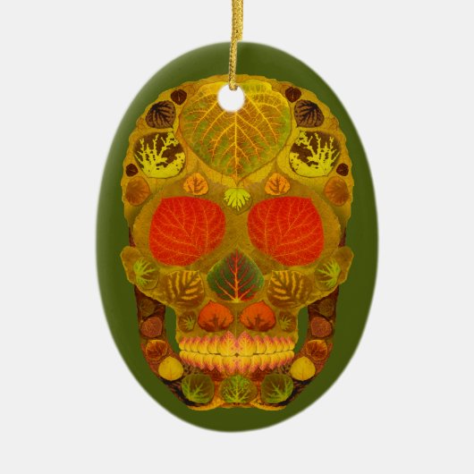 Aspen Leaf Skull 12 Keramikornament (Vorne)