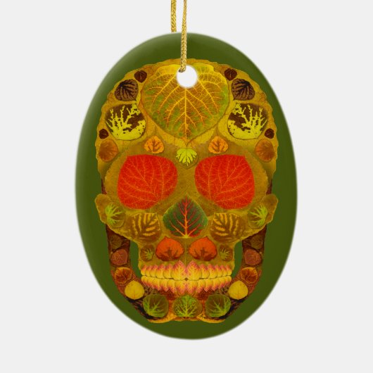 Aspen Leaf Skull 12 Keramikornament (Hinten)