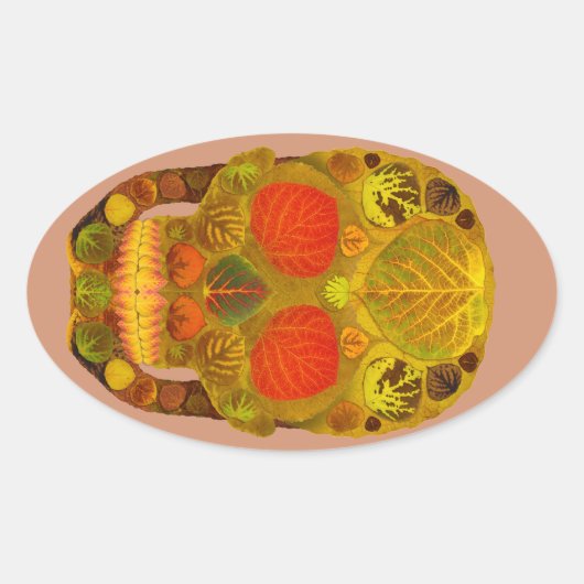 Aspen Leaf Skull 12 Ovaler Aufkleber (Vorderseite)