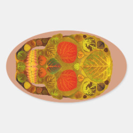 Aspen Leaf Skull 12 Ovaler Aufkleber