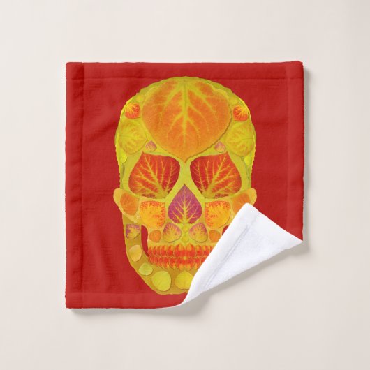 Aspen Leaf Skull 13 Badhandtuch Set (Waschlappen)