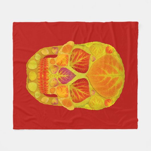 Aspen Leaf Skull 13 Fleecedecke (Vorderseite (Horizontal))