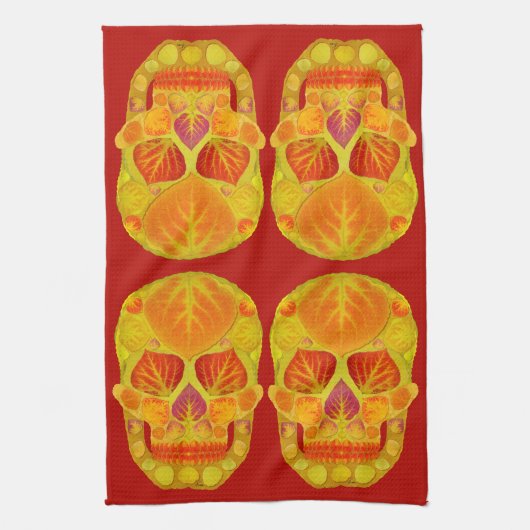 Aspen Leaf Skull 13 Geschirrtuch (Vertikal)