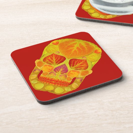 Aspen Leaf Skull 13 Getränkeuntersetzer (Linke Seite)