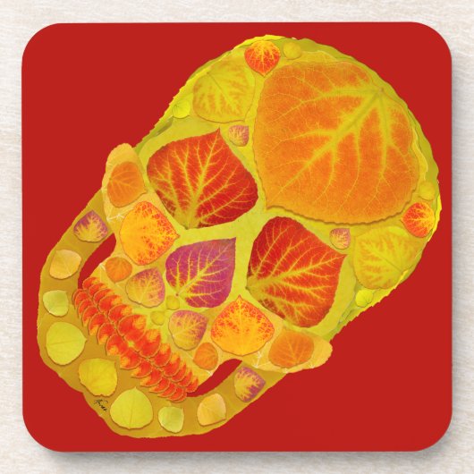 Aspen Leaf Skull 13 Getränkeuntersetzer (Vorderseite)