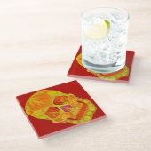 Aspen Leaf Skull 13 Glasuntersetzer (Schrägansicht)