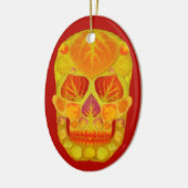 Aspen Leaf Skull 13 Keramik Ornament (Links)
