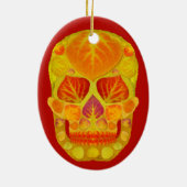 Aspen Leaf Skull 13 Keramik Ornament (Hinten)