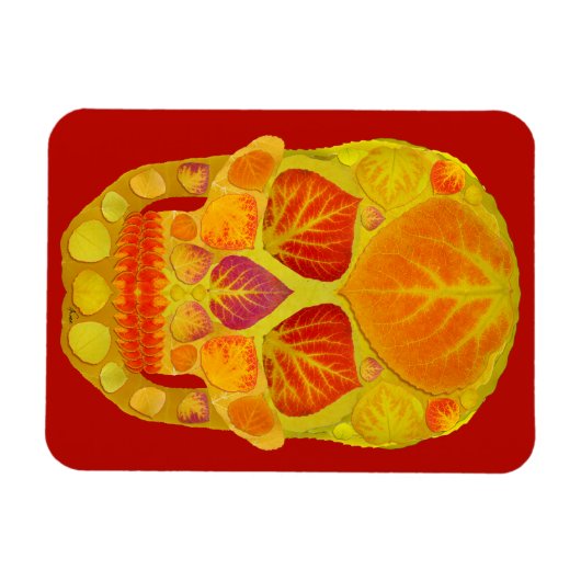 Aspen Leaf Skull 13 Magnet (Horizontal)