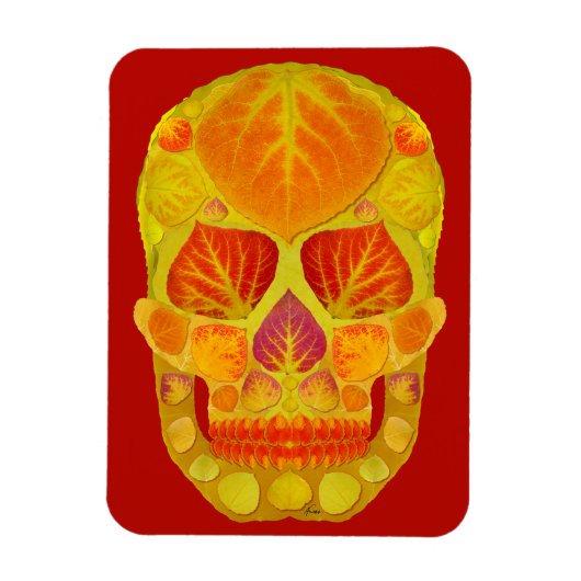 Aspen Leaf Skull 13 Magnet (Vertikal)