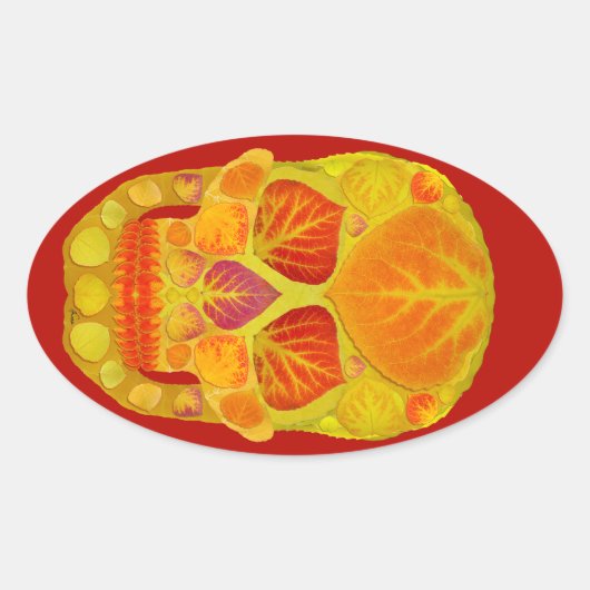 Aspen Leaf Skull 13 Ovaler Aufkleber (Vorderseite)