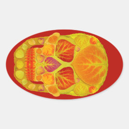 Aspen Leaf Skull 13 Ovaler Aufkleber