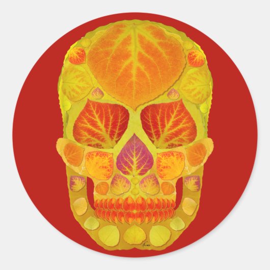 Aspen Leaf Skull 13 Runder Aufkleber (Vorderseite)