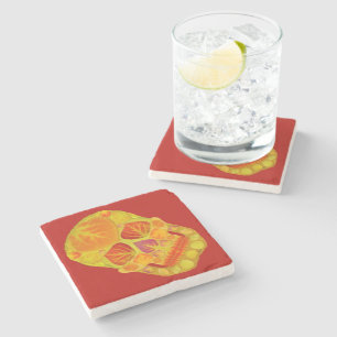 Aspen Leaf Skull 13 Steinuntersetzer