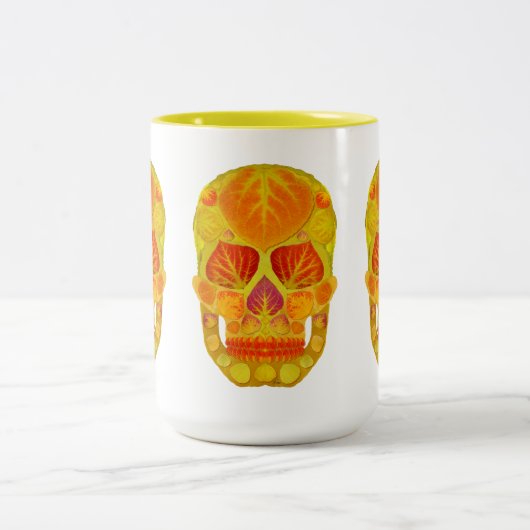 Aspen Leaf Skull 13 Zweifarbige Tasse (Mittel)
