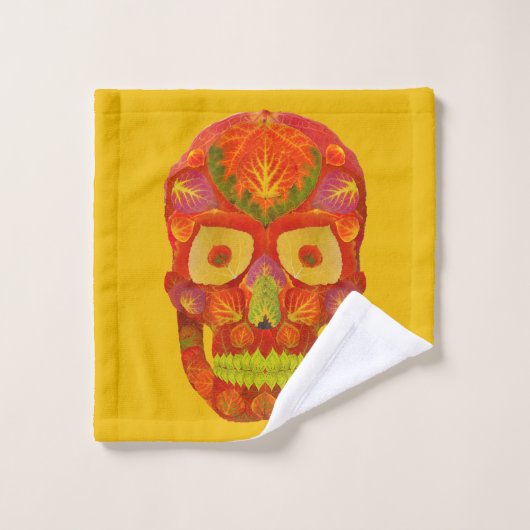 Aspen Leaf Skull 16 Badhandtuch Set (Waschlappen)