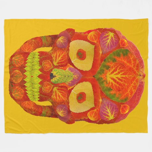 Aspen Leaf Skull 16 Fleecedecke (Vorderseite (Horizontal))