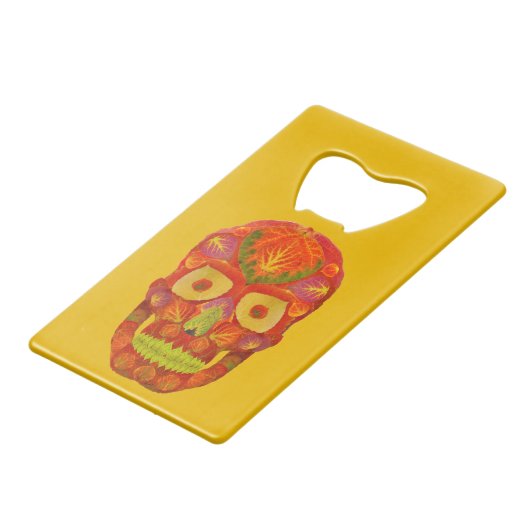 Aspen Leaf Skull 16 Geldbeutel Flaschenöffner (Vorderseite Schrägansicht)