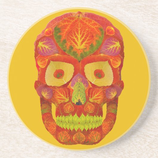 Aspen Leaf Skull 16 Getränkeuntersetzer (Vorne)