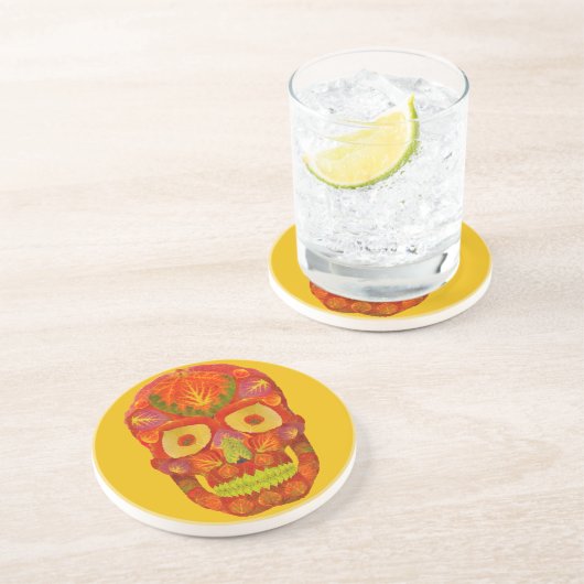 Aspen Leaf Skull 16 Getränkeuntersetzer (Seite)