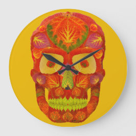 Aspen Leaf Skull 16 Große Wanduhr