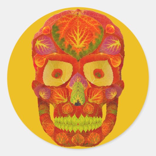 Aspen Leaf Skull 16 Runder Aufkleber (Vorderseite)