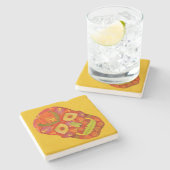 Aspen Leaf Skull 16 Steinuntersetzer (Seitenansicht)