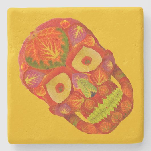 Aspen Leaf Skull 16 Steinuntersetzer (Vorderseite)