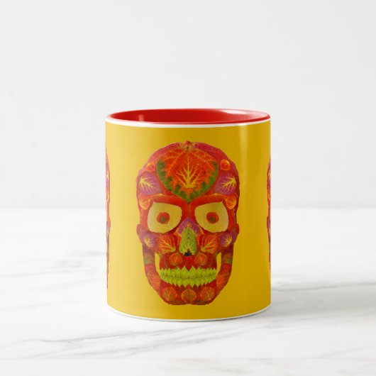 Aspen Leaf Skull 16 Zweifarbige Tasse (Mittel)