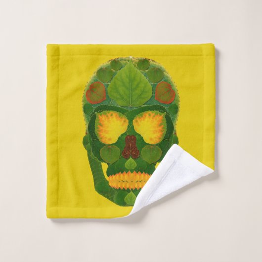 Aspen Leaf Skull 9 Badhandtuch Set (Waschlappen)