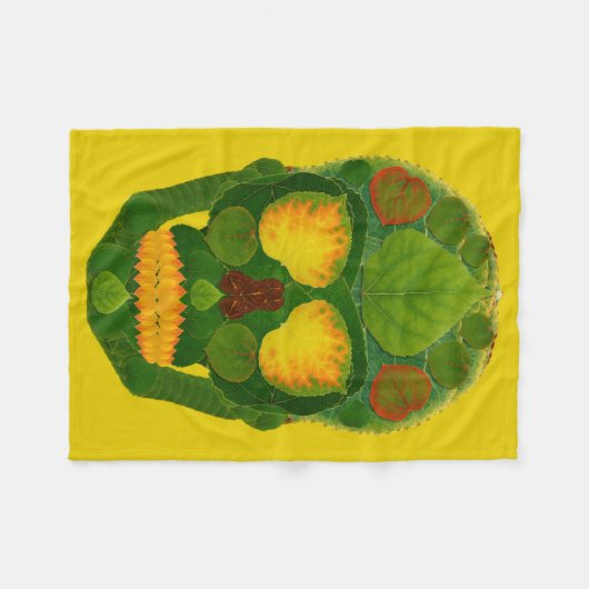Aspen Leaf Skull 9 Fleecedecke (Vorderseite (Horizontal))