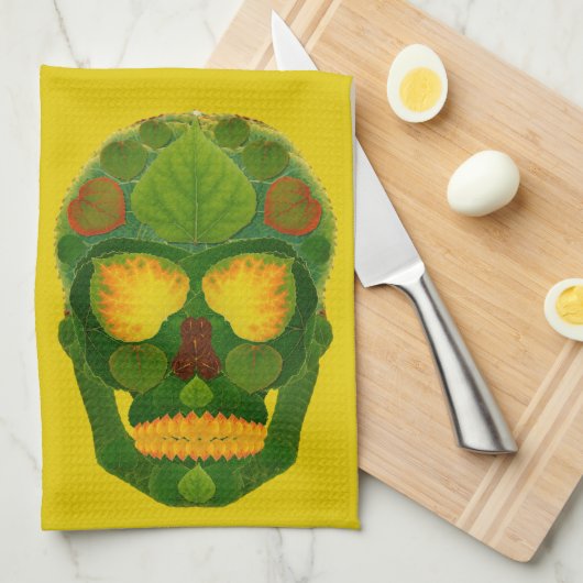 Aspen Leaf Skull 9 Geschirrtuch (Viertel Falte)