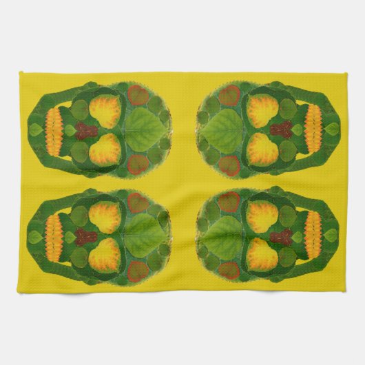 Aspen Leaf Skull 9 Geschirrtuch (Horizontal)