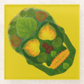 Aspen Leaf Skull 9 Glasuntersetzer (Vorderseite)