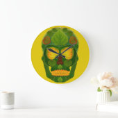 Aspen Leaf Skull 9 Große Wanduhr (Zuhause)
