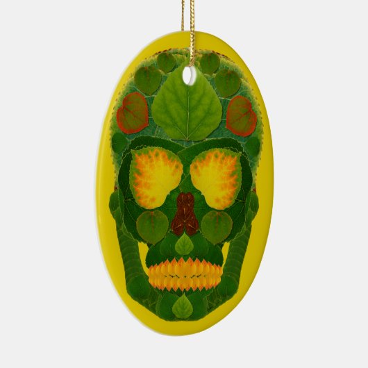 Aspen Leaf Skull 9 Keramik Ornament (Rechts)