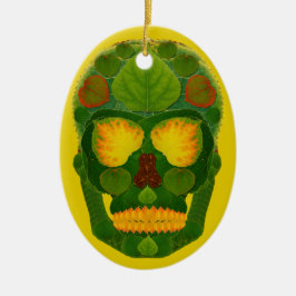 Aspen Leaf Skull 9 Keramik Ornament