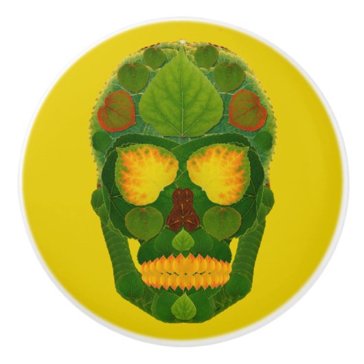 Aspen Leaf Skull 9 Keramikknauf (Vorderseite)