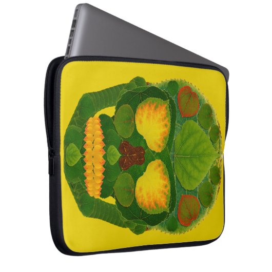 Aspen Leaf Skull 9 Laptopschutzhülle (Vorne Rechts)