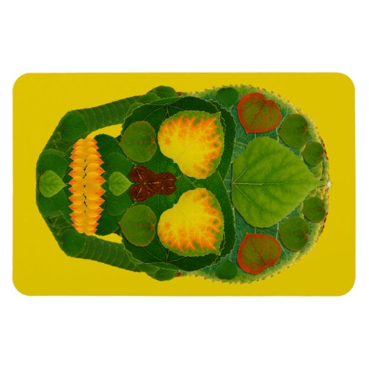 Aspen Leaf Skull 9 Magnet (Horizontal)