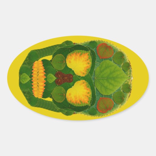 Aspen Leaf Skull 9 Ovaler Aufkleber (Vorderseite)