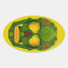 Aspen Leaf Skull 9 Ovaler Aufkleber