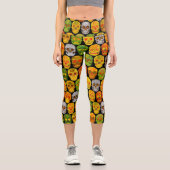 Aspen Leaf Skulls nahtloses Muster 2018 Capri Leggings (Vorderseite)