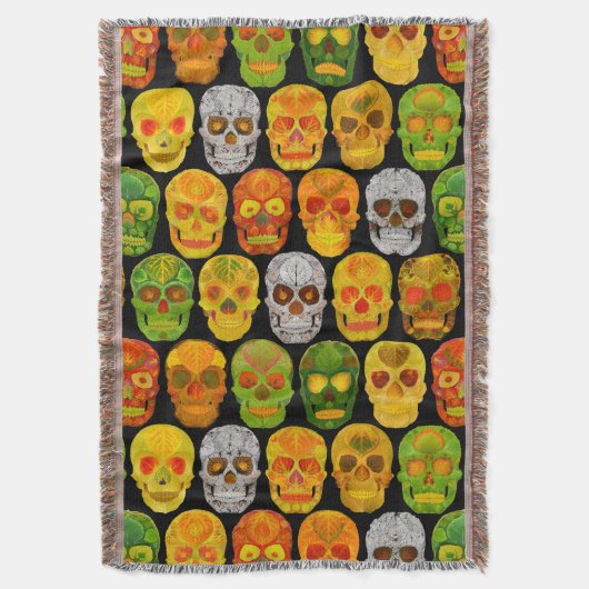 Aspen Leaf Skulls nahtloses Muster 2018 Decke (Vorderseite Vertikal)