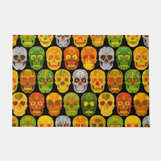 Aspen Leaf Skulls nahtloses Muster 2018 Fußmatte (Vorderseite)