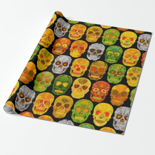 Aspen Leaf Skulls nahtloses Muster 2018 Geschenkpapier (Ungerollt)
